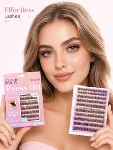 120pcs Lashes No Glue Needed+Fake Lashes Tweezers Natural Fibers, Long Curls, Clear Roots, Self Adhesive Lashes, Enlarged Eyes, Light And Non Irritating, Suitable For Daily Commuting Makeup - View 3
