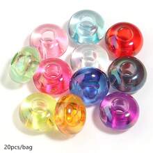 20pcs/Pack 14*8mm Acrylic Transparent Coated Large Hole Flat Beads DIY Phone Chain Necklace Keychain Decoration Loose Beads Handicrafts Home Decor Flat Round Beads - Transparent Plated Large Hole Flat Bead - View 13