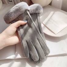 1 Pair Women's Autumn/Winter Warm Gloves, Touchscreen Responsive, Thickened Cushioning Windproof, Cute Style, Suitable For Students, Cycling And Daily Use - A - View 8
