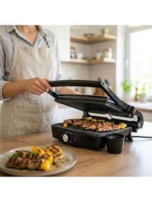 CAMRY Electric Grill, Indoor BBQ Grill, Contact Grill - Non-Stick Plates, Thermostat Control, Compact Design - EU E Type Plug(220-240V) - View 2