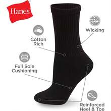 Hanes Women's Cushioned Athletic Ankle Socks (10-Pack) Variant 7 - Black - View 4