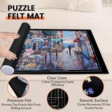 1 Set Rollable Felt Puzzle Storage Mat, Can Hold Up To 1500 Pieces, Size 46" X 26", Portable Puzzle Storage Pad With Air Tube And Drawstring Bag, Non-Slip Felt Puzzle Board, Suitable For Adults, Christmas/Halloween/Holiday Gift, Black & Green. (Accessories - Random Style/Color) (Handmade Measurement May Vary Slightly) - Multicolor - View 7