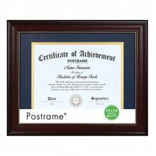 Classic Black Diploma Frame With Double Mat – Matte Black & Gold-Trimmed Border, Fits 11x14 Inch Documents (No Mat Included), Sleek Slim Profile, Easy Snap-In Design, Ideal For Graduation Certificates, Academic Awards, Or Formal Recognition Displays - Blue Mat - View 12