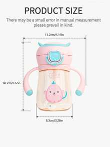 1pc 260ml Cartoon Straw Cup For Kids, Cute Baby Sippy Cup, 360° Drinking, Leak-Proof & Drop-Resistant With Scale And Handle, Suitable For Daily Use - Cute Monkey Pink - View 2