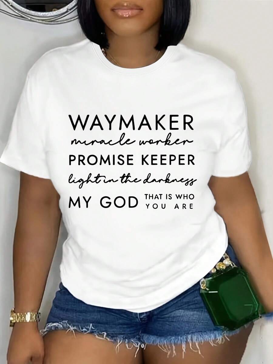 T-Shirt With Printed Letters, Skin Decontracted With Some Courtes And Col Rond, Clothes For Women - White - View 1