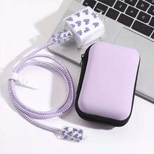 6pcs Heart-Shaped Data Cable Organizer Protective Sleeves And Storage Bag, Suitable For 18W/20W Fast Charging Cables, Storage Bag For Chargers, Earphones, Data Cables, Small Items Storage, With Zipper Closure - Anti-Drop Design. - Multicolor - View 5