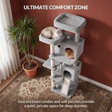 HaluPeit Multi-Tiered Cat Tree Suitable For Corners, Perfect For Small Apartments And Multi-Cat Households. - Light Grey - View 3