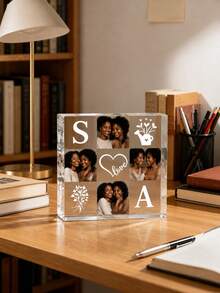 1pc Customized Acrylic Plaque, Personalized Photo Acrylic Block, Suitable For Mother's Day, Best Friends Or Family Memorial - Multicolor - View 7