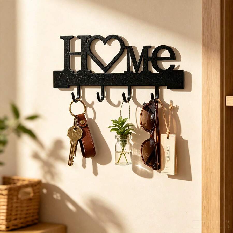 1pc Fashion Metal Key Hook - Wall-Mounted Key Rack Wall Decor Bathroom Storage Fashion Modern Party Home Decor - Suitable For Living Room, Bedroom, Hallway, Office And Other General Areas - Multicolor - View 1