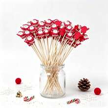 200/100/50/20/10pcs Christmas Gift Bamboo Skewers, Suitable For Christmas Party, Gathering, Appetizers, Holiday Picks, Cake Picks, Fruit Picks, Decoration - 2 - View 3
