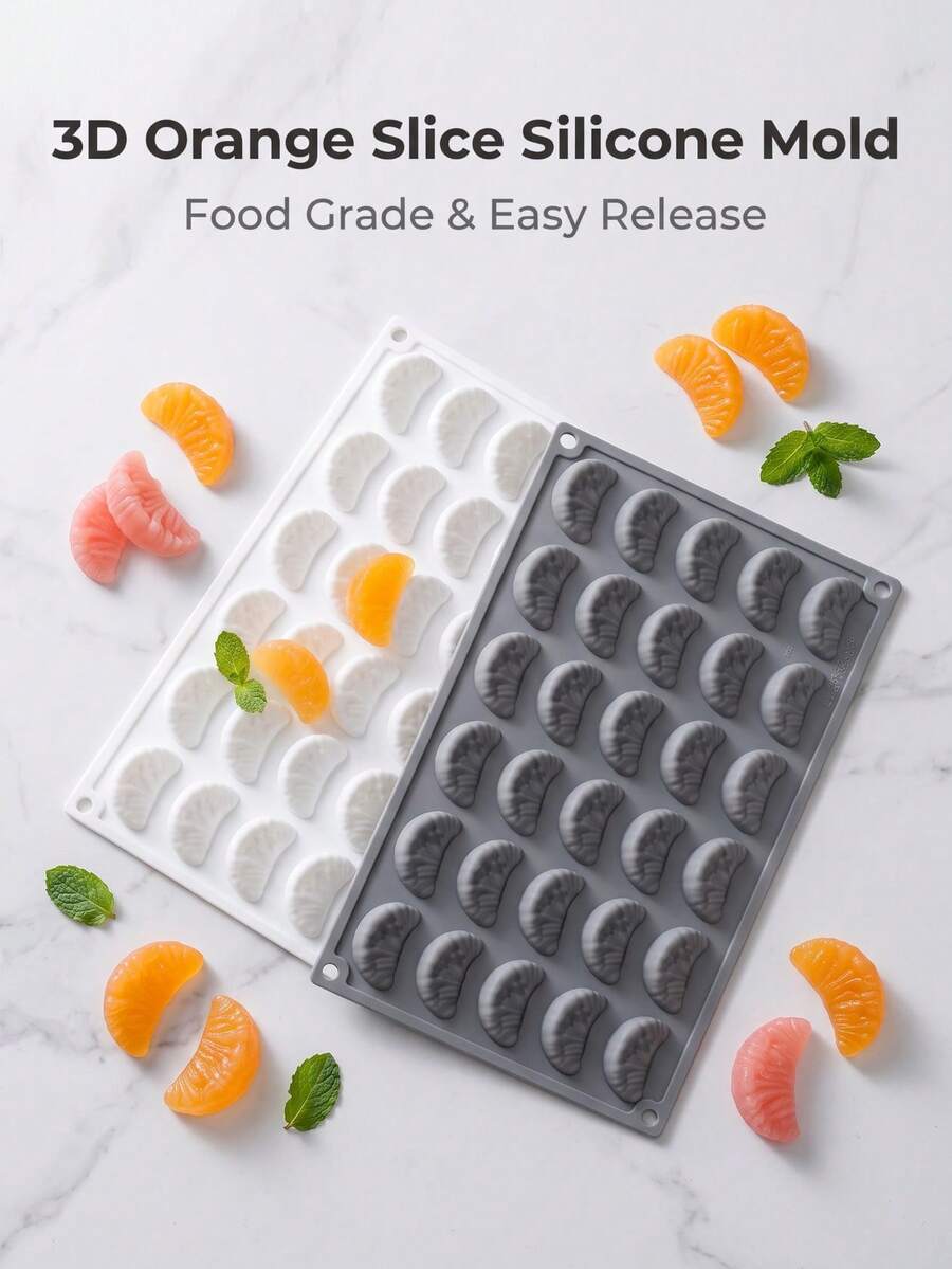2pcs Orange Shaped Silicone Molds, Heat-Resistant Silicone Material, Easy To Shape, Multi-Functional Dessert Molds, Suitable For Baking Desserts, Fruit Cakes And French Mousse, Essential For Holiday Cooking, Decorative Cake Molds. - Multicolor - View 1