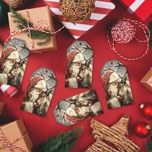 20/50pcs Paper Snow Reindeer Pattern Hanging Gift Tags, Christmas Decoration, Home Christmas Decor, Christmas Gifts, Winter Decoration, Indoor/Outdoor Decoration, Christmas Gift Wrapping Holiday Party Decor Supplies - A - View 8