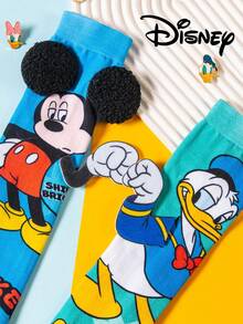 1 Pair Disney Kids Mid-Calf Socks 3D Cute Donald Duck Mickey Mouse Socks, Fun Christmas Gift For Autumn/Winter - Multicolor - View 4