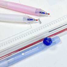 2/6pcs Fruity Collection Erasable Blue Ink Pens, Summer Fruit Scented Fresh Fragrance, Retractable Neutral Ink Pens, Cute Cartoon Design For Study And Practice - Fruit-scented Pens - View 5