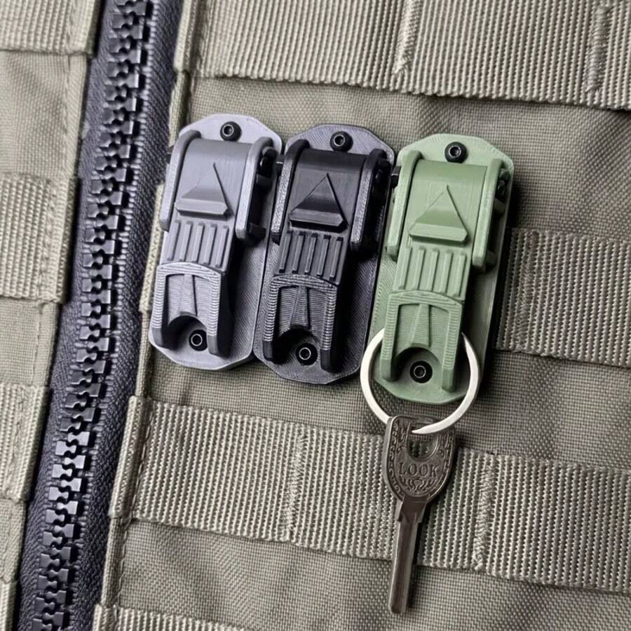 3D Printed Tactical MOLLE Keychain Quick Release Safety Lock Key Clip Backpack Waist Belt Webbing Hook Heavy Duty EDC Daily Carry Key Organizer Anti-Loss Pendant Low Profile Compact Outdoor Hiking Camping Men's Gear Accessory - Multicolor - View 1