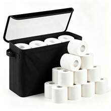 OrdoVault Tissue Box,Toilet Paper Storage Box,Tssue Box Holder,Fabric Bathroom Accessories,With Steel Frame,PVC Clear‑Top Lid,Collapsible Bathroom Tissue Roll Storage Bin,An Ideal Gift Choice For Christmas, Halloween & Thanksgiving - View 2