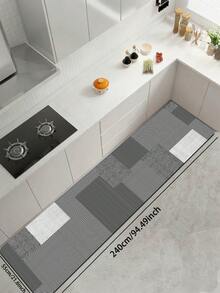 1pc 3.5mm Thick Geometric Patchwork Square Pattern Diatom Mud Mat, Cuttable Soft Rubber Material, Kitchen Carpet Bathroom Mat, Suitable For Entryway Hallway Living Room Laundry Room, Outdoor Garden Decor Door Mat - Multicolor - View 13
