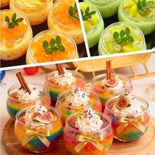 Clear Round Sphere Small Cup, Minimalist Smooth Body With Transparent Texture, Suitable For Desserts, Yogurt, Oatmeal, Jam And Snacks, Perfect For Home Gatherings, Party Platters, Bakery Displays, Compact And Versatile, Stackable Storage, Great For Daily Food Presentation - Transparent - View 3