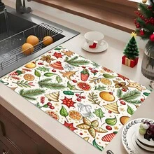 1pc Christmas Diatomaceous Earth Absorbent Dish Drying Mat, Cartoon Style, Suitable For Kitchen Countertop, Home Dining Table Decor, Coffee Machine Mat, Breakfast Mat, Table Mat And Holiday Party Decoration - Multicolor - View 2