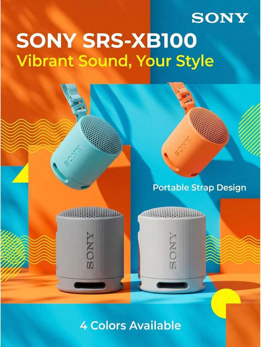 Sony Speaker Bluetooth SRS-XB100, Mini dan Portabel, Bass Bertenaga, Daya Tahan Baterai 16 Jam, Speaker Luar Ruangan, Tahan Air dan Debu. - View 1