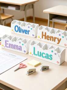 Personalized Desktop Organizer Box, Custom Pen Holder, Customizable With Name Or Text, For Office Desks And Study Desks, Teacher's Day Gift, Birthday Gift, Classroom Desktop Decoration, Ideal Present For Teachers, Friends And Family - Multicolor - View 4