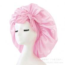 Large Satin Sleep Cap With Big Bow, Adjustable Long Tie, Suitable For Long Thick Hair Nighttime Hair Care - A - View 11
