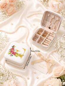 Kotak Penyimpanan Perhiasan Portabel Kecil dari Kulit PU untuk Anting-anting, Kalung, Cincin, dan Gelang Wanita - Kotak Perhiasan Bunga yang Elegan - View 21