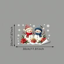 1pc Cartoon Snowman Christmas Window Decal, Snowman Snowflake Glass Decal, Removable And Reusable Window Decal, Suitable For Winter Holiday Decorations In Living Rooms And Store Windows - Multicolor - View 12
