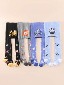 2/4pcs Kids Boys Warm Fitted Knitted Tights, Soft Warm Leggings For Autumn/Winter, Car And Animal Pattern Design - Multicolor - View 12