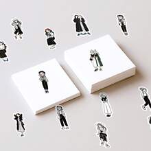 56pcs Black-And-White Girl Cartoon Sticker Ins Style Simple Mobile Phone Shell Plane Decoration Sticker Halloween Decoration Autumn Decoration Sticker Cute Halloween Christmas Scrapbook Supplies Paper. - Multicolor - View 6