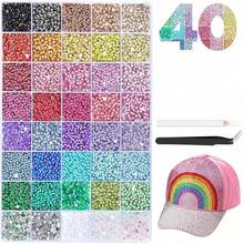 40pcs Flat Back Resin Rhinestones Mixed Color DIY Decoration Set, With Tweezers, Dotting Pen, B7000 Glue, Suitable For Handmade DIY Jewelry, Phone Case And Other Craft Rhinestone DIY Decoration - Multicolor - View 1