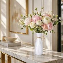 5/10pcs White Striped Plastic Vase Set With Jute Rope Decoration, Modern Vertical Stripe Home Decor Vase, Small Desktop Vase For Living Room, Bedroom, Office, Wedding, Nordic Style Home Desktop Ornament, Table Centerpiece, Suitable For Wedding, Party And Daily Decoration - Clear - View 15
