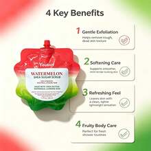 Watermelon Shea Butter Sugar Scrub, Unisex Exfoliating Moisturizing Body Scrub, Contains Shea Butter And Watermelon Collagen With Sugar Grain Texture, Suitable For Daily Shower Skincare, Gentle Body Exfoliation, Suitable For Rough And Dry Skin - Watermelon - View 4
