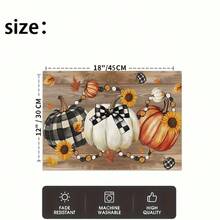 1/4/6pcs Autumn Series Plaid Bow Pumpkin Sunflower Pattern Printed Placemats, Heat-Resistant Table Mats For Home Kitchen/Dining Table Protection, Party Decor - Multicolor - View 6