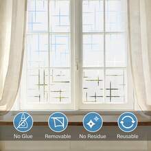 Window Privacy Film, Frosted Cross Window Cling, 17.5″ X 78.7″ Removable Frosting Glass Film, Static Cling Day Night Privacy, Block UV & Heat Control, Decorative Covering For Home Bathroom - 1PC - View 4