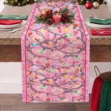 1pc Christmas Light Candy Print Table Runner, Suitable For Holiday, Party, Birthday, Dinner, Restaurant Table Decor, Christmas Autumn Winter Home Decoration - Multicolor - View 1