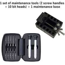 1 Set Repair Kit (2 Screw Handles + 10 Bits) + 1 Repair Base - Multi-Function Finger Skateboard Repair Kit, Adjustable Fixing Clamp Base For Fingertip Skateboard Maintenance + Portable Mini Screwdriver Set, Fingertip Skateboard Assembly & Maintenance Accessory Tool Kit - Black - View 9