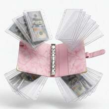 A6 Marble PU Leather Budget Binder With 12PCS Zipper Pockets Cash Envelopes, Magnetic Snap Loose Leaf Planner Organizer For Money Saving & Cash Stuffing - A6 - View 9