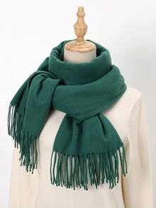 1pc Fashionable Versatile Women's Solid Color Warm Scarf - Dark Green - View 5