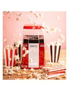 CAMRY Popcorn Maker, Popcorn Machine, Popcorn Popper, Hot Air Popcorn Popper - Retro 1950s Diner Design, 1200W, Oil-Free, Transparent Body, Anti-Slip Feet, Overheat Protection, Red - EU E Type Plug(220-240V) - View 4