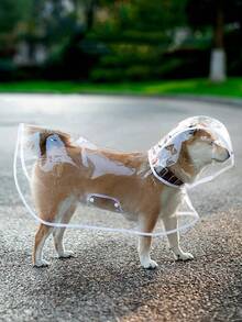 1pc PU Waterproof Transparent Pet Raincoat, Suitable For Rainy Days Dog Raincoat, Pet Puppy Hooded Waterproof Jacket, Soft Hood, Holiday Gift, Essential For Spring, Summer, Autumn, Winter - Multicolor - View 9