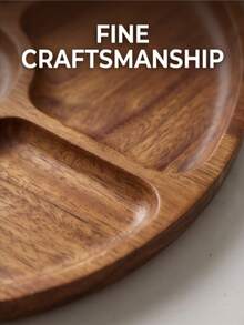 1pc Creative Acacia Wood Multi-Compartment Solid Wood Serving Tray, With Dip Sauce Compartment, Sushi Bread Snack Dessert Platter, For Family Gathering Outdoor Camping Picnic, Wedding Party Display, Autumn Harvest Festival Valentine's Day Halloween Christmas Gift, Back To School Home Kitchen Storage Accessory - View 7