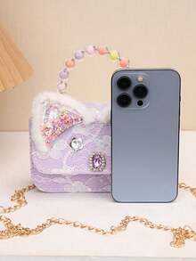 1PC Colorful Pearl Handbag, Casual Minimalist Elegant, Non-Adjustable Shoulder Strap, Suitable For Daily Outings, Shopping, Can Easily Accommodate Daily Essentials, Versatile Item, Applicable To Various Styles And Occasions, Exclusive For Little Girls. - Multicolor - View 9
