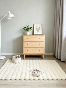 1pc Cream White Bubble Plush Rectangular Rug, Faux Rabbit Fur Carpet, Fluffy Sofa Throw, Holiday Decor, Sofa Decoration, Modern Minimalist Ins Style, Soft And Fluffy Touch, Smooth And Soft, Warm And Comfortable, Winter Warm Plush Rug, Fuzzy Skin-Friendly Material, Non-Slip Bottom, Low Shedding, Easy To Clean And Maintain, Machine Washable, Create Cozy Atmosphere, Suitable For Bedroom, Living Room, Hallway, Study - Cream White - View 4
