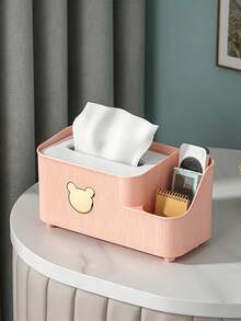 1pc Multifunctional Plastic Tissue Box With Side Storage Compartments, Cute Bear Decor Napkin Dispenser Holder For Remote Controls Small Items, Desktop Tissue Organizer For Coffee Table Living Room Bedroom Dorm Home Decoration - Multicolor - View 16