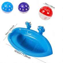 With Random Color Balls, Can Be Used As Bird Bath, Water Bowl, Hanging Bird Bath, Toy, Pet Parrot Cage, Parrot Accessory, Shower, Parrot, Parrot Shower Box, Feeding Rack, Tray, Bird Cage Accessory - Style A - View 6