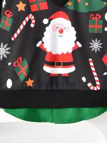 Vihyde Young Boys Christmas New Arrival 2 Pieces Outfit, Santa Candy Cane Print Spliced 2 In 1 Polo Shirt & Jogger Pants Set - Red - View 6