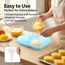 Molde de silicona con forma de mango 3D, molde de mousse de fruta de dos tonos con 4 cavidades, molde duradero antiadherente para decorar pasteles, postres, chocolate y mousse - Multicolor - Ver 5