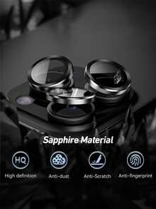 1pc - Black CD Pattern Eagle Eye Lens Protector, High-Definition Tempered Glass Lens + Metal Aluminum Alloy Lens Frame, Scratch-Resistant, Wear-Resistant, Anti-Collision, Anti-Drop, Compatible With IPhone Ultra/18 Pro Max/18 Pro/18/17e/17 Pro Max/17 Pro/17 Air/17/16 Pro Max/16 Pro/16 Plus/16/15 Pro Max/15/14/13/12 And Other Models. - Black - View 2