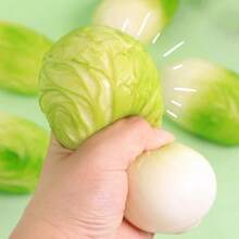 1pc Crunchy Squishy Cabbage Fidget Toy, Handmade ASMR Cabbage Squishy With Building Block Clay Filling, Crisp Rustling Sound Stress Relief Fingertip Toy, Perfect Gift For Party Holiday - Multicolor - View 6